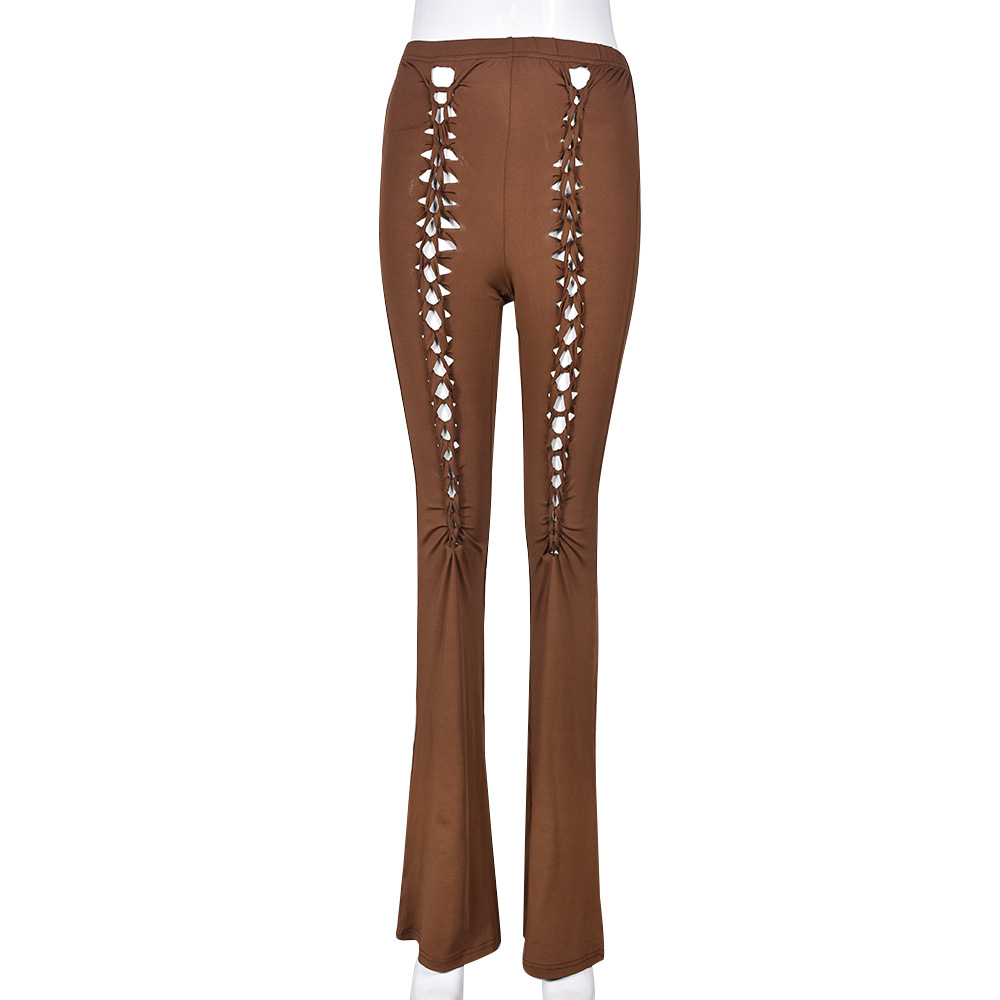 Women'S Fashion Sexy Hollow Skinny Micro-Flared Pants