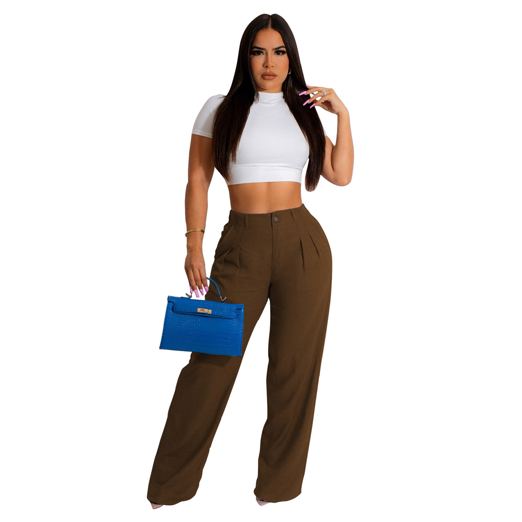 Women Simple Breathable Straight Solid Color Pant