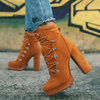 Women Bigger Sizes Lace-Up Design Heeled Martin Boots