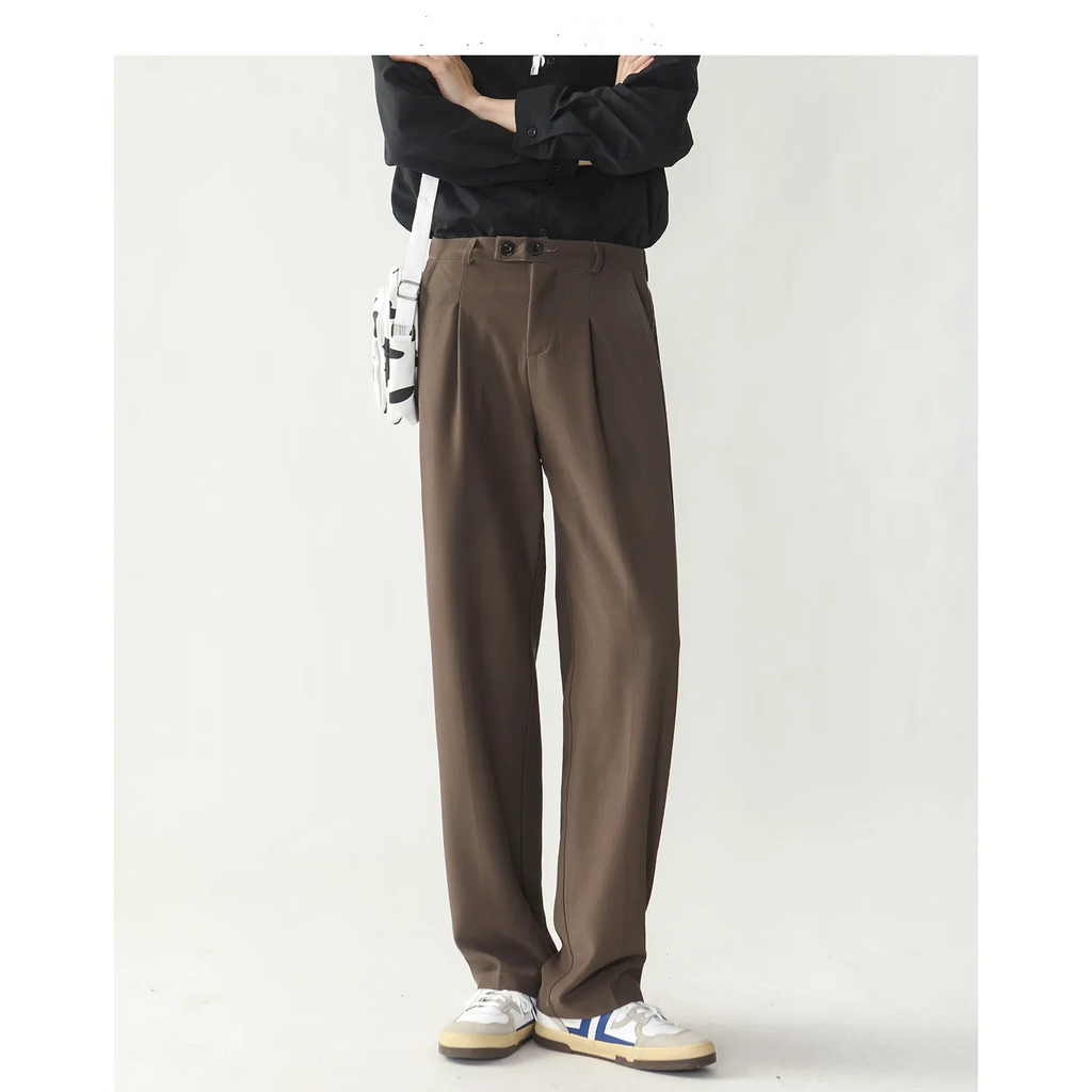 Men'S Casual Solid Color Drape Loose Straight Trousers