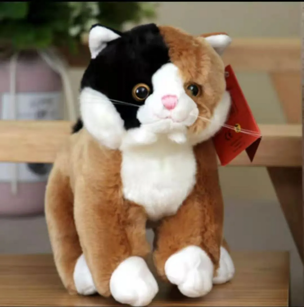 Kids Pure Color Cute Simulation Cat Plush Short Hair Doll