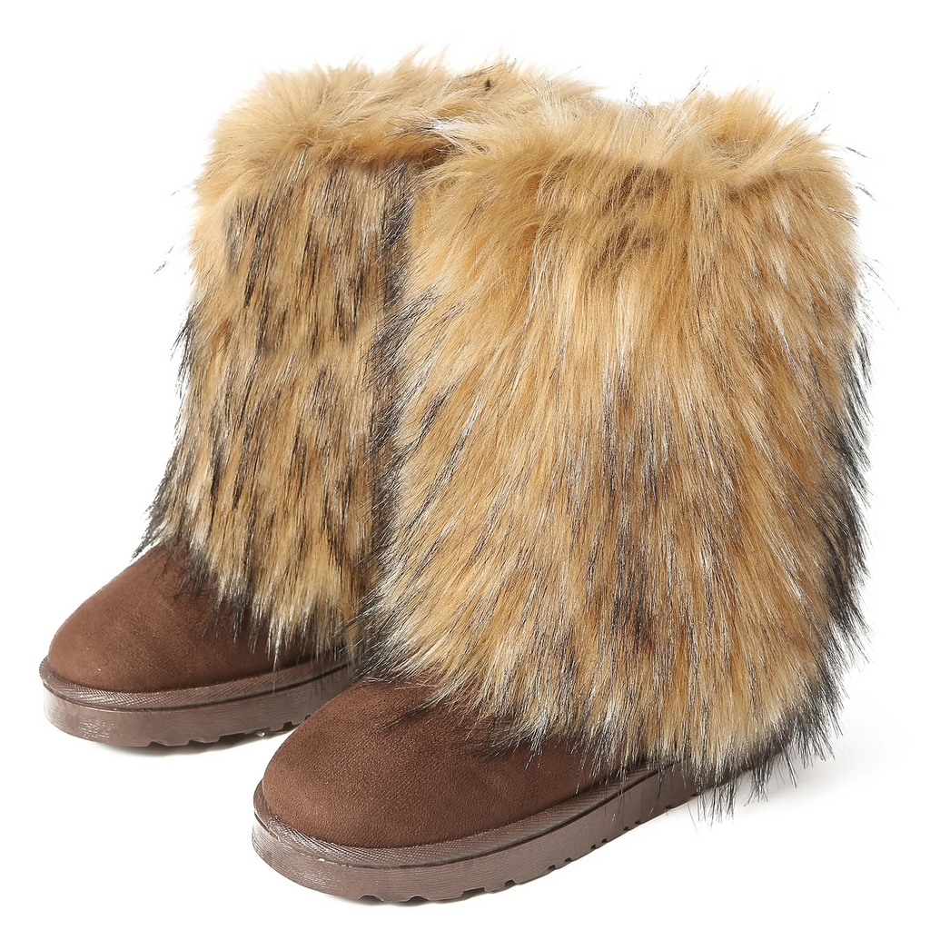 Women Fashion Plus Size Y2K Imitation Fur Plus Velvet Warm Snow Boots