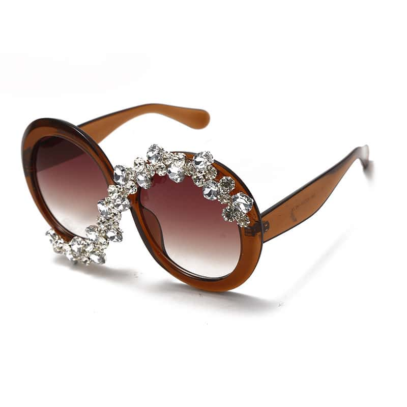 Exaggerated Round Big Frame Design Rhinestone Decoration Sunglasses