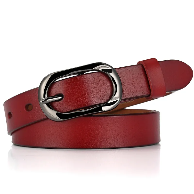 (Buy 1 Get 1) Women Fashion Casual Versatile Solid Color Square Pin Buckle Split-Leather Thin Belt