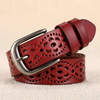 Women Fashion Casual Solid Color Versatile PU Hollow Metal Buckle Belt