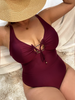 Women'S Solid Color Strap High Waist Sexy Plus Size One Piece Swimsuit