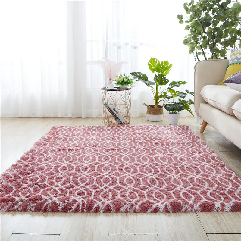 Simple Tie-Dyed Long Plush Thickened Home Round Carpet