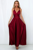 Women Solid Color V-Neck Sleeveless High Waist Backless Long Gown Halter Dress