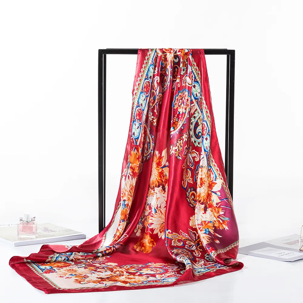 (Buy 1 Get 2) Women'S Fashion Floral Silk Printed Scarf