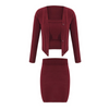 Solid Color Tube Top And Single-Breasted Cardigan And Bodycon Skirt Knit Three Pieces Sets