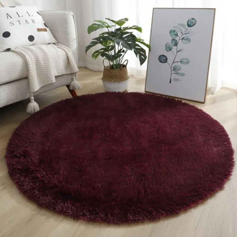 Household Solid Color Round Thickened Carpet