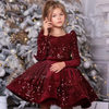 Kids Toddler Big Girls Fashion Party Cute Sweet Mesh Sequins Long Sleeve Tutu Princess Dress