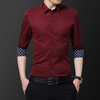 Men'S Casual Color Matching Irregular Line Slim Long-Sleeved Shirt