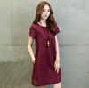 Women Fashion Minimalist Casual Solid Color Round Neck Short Sleeve Dress