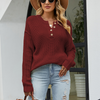 Women Autumn Winter Casual Solid Color Button Knitted Sweater