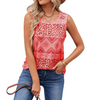 Fashion Women Graphic Printing Casual Sleeveless Square Neck Tank