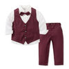 Kids Toddler Boys Party Clothing British Style Waistcoat Solid Color Long Sleeve Lapel Shirt Trousers Set