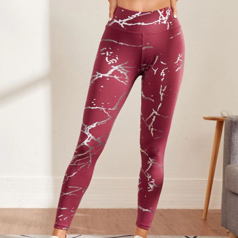 Women Leisure Marble Pattern Yoga Leggings