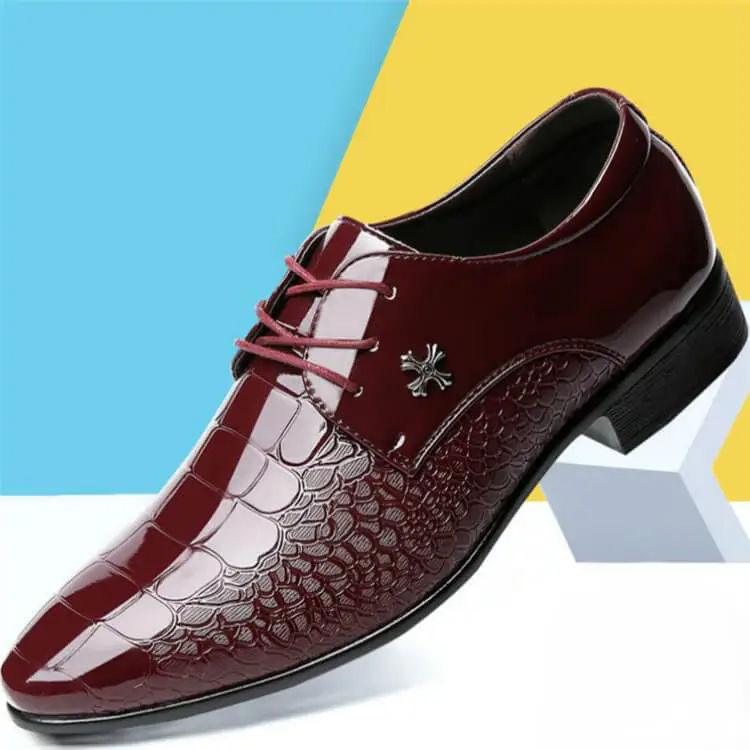 Men Casual Snakeskin Pattern Lace Up Oxfords