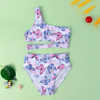 Children Kids Baby Fashion Girls Cute Leaf Flower Print Split Swimsuit 2pcs Set