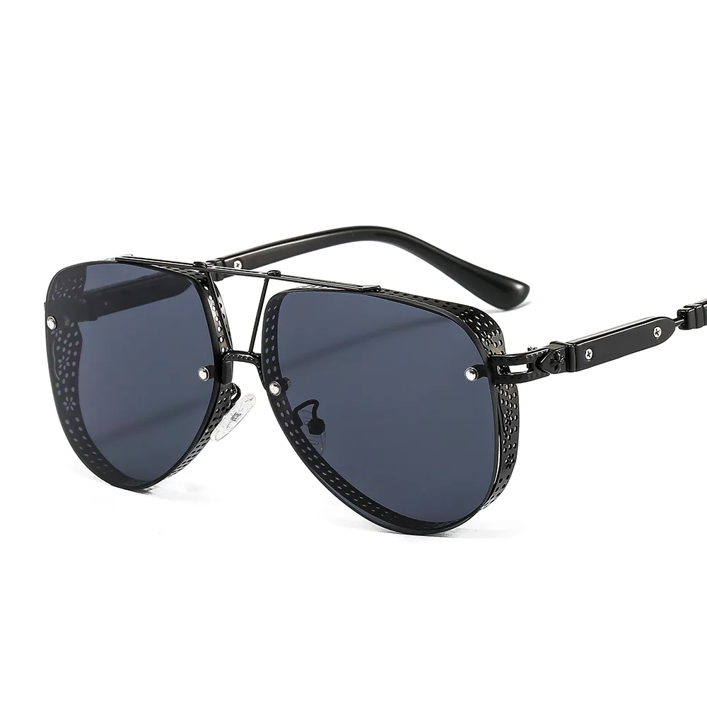 Men Fashion Metal Mesh Oval Frame Sunglasses