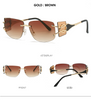 Men'S And Women'S Fashion Casual Oval Frame Rimless Sunglasses