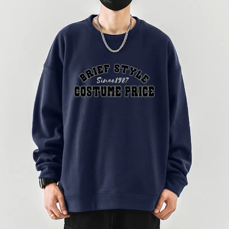 Men'S Casual Round Neck Long Sleeve Vintage Printed Cotton Sweatshirt