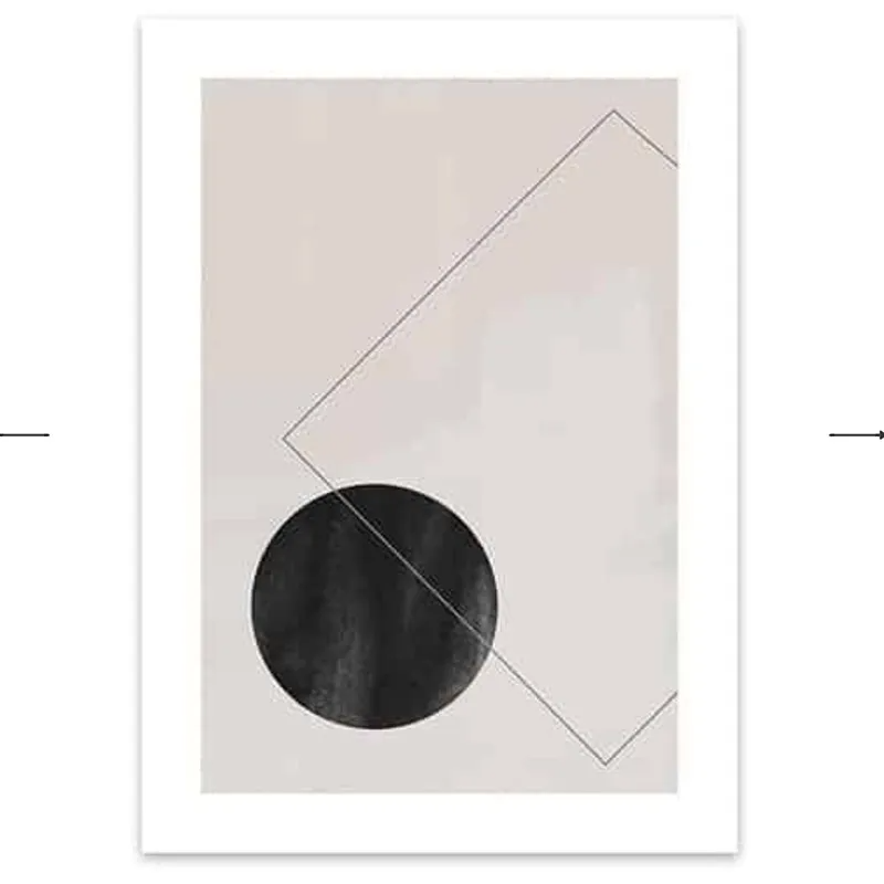 (Buy 1 Get 1) Nordic Simple Abstract Geometric Black White Line Decoration Living Room Hanging Painting Core