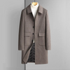 Men Autumn Winter Fashion Leisure Business Office Solid Color Long Sleeve Lapel Plus Size Long Wool Coat