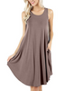 Women Fashion Minimalist Casual Solid Color Round Neck Sleeveless Loose Dress