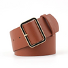 Women Good Quality PU Leather Classic Square Shape Metal Buckle PU Belt