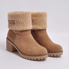 Suede Upper Chunky Heel Mid Calf Boots Shoes