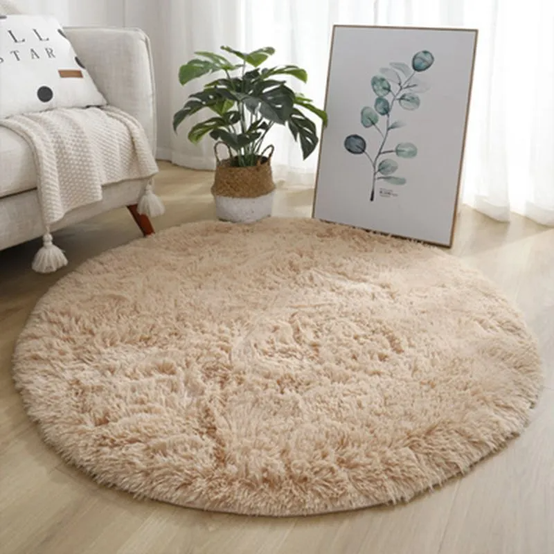 Household Solid Color Round Thickened Carpet