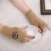 (Buy 1 Get 2) Autumn Winter Women Fashion Devil Eye Embroidered Warm Knitted Half Finger Gloves