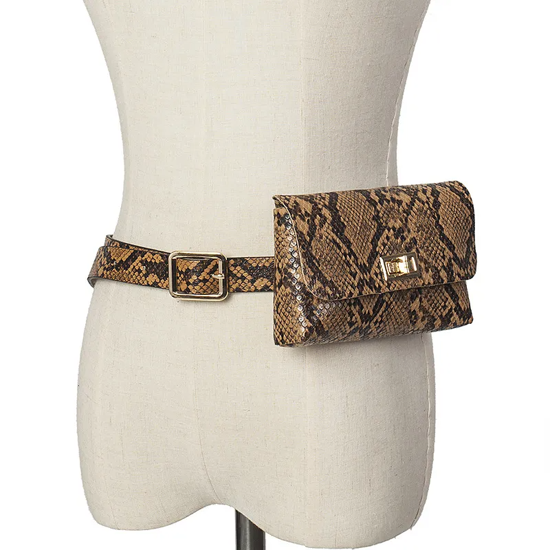 Women Retro Snake Pattern Waist Pack Coin Purse Belts