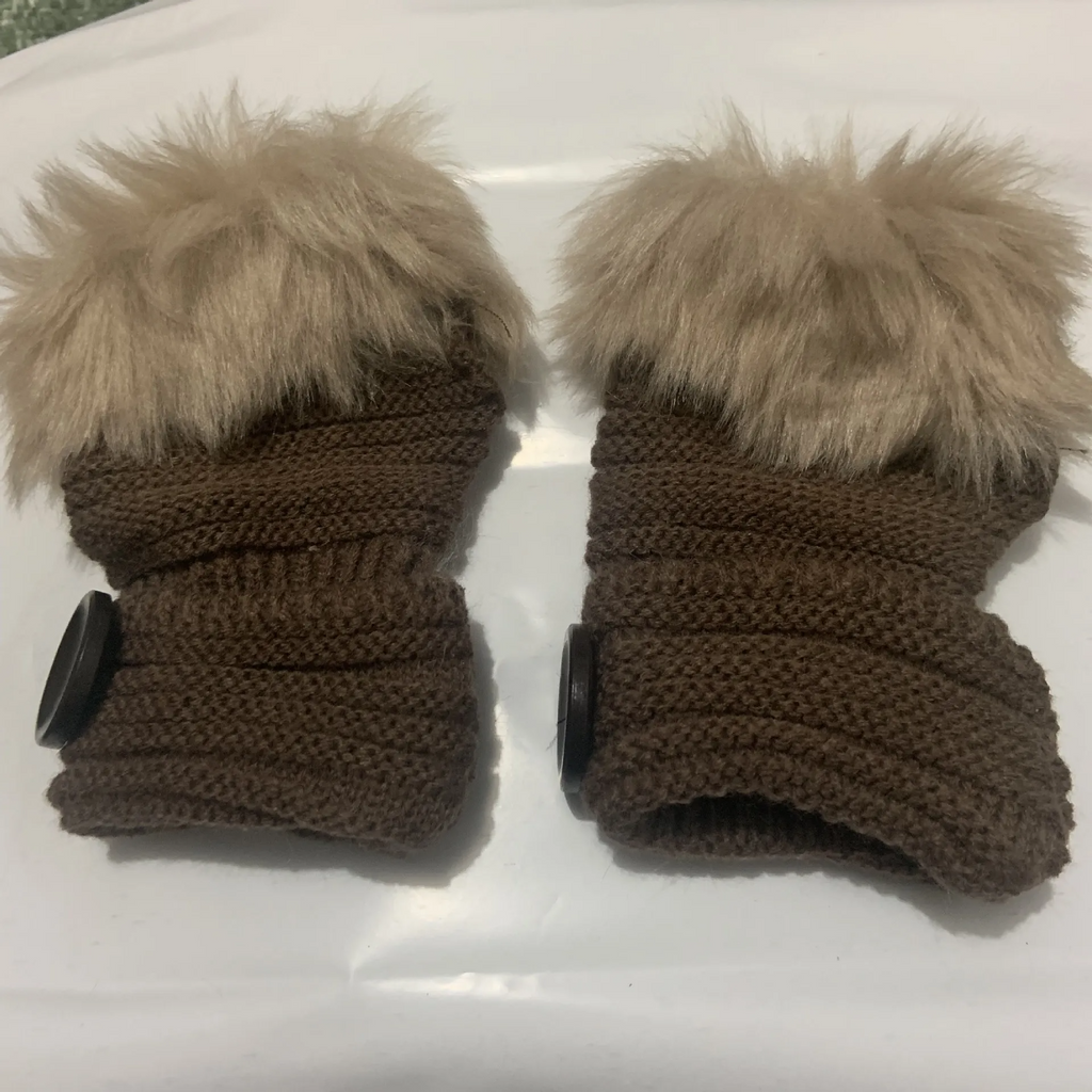 (Buy 1 Get 2) Autumn And Winter Women Fashion Knitted Button Warm Plush Half Finger Gloves