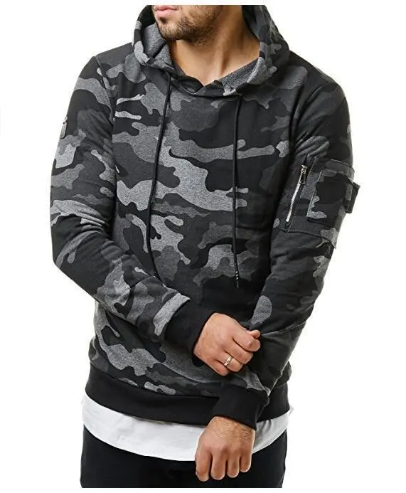 Men'S Fashion Camouflage Hooded Slim Hoodies