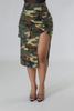 Fashion Women Street Camouflage Slit Pocket Slim Fit Skirt