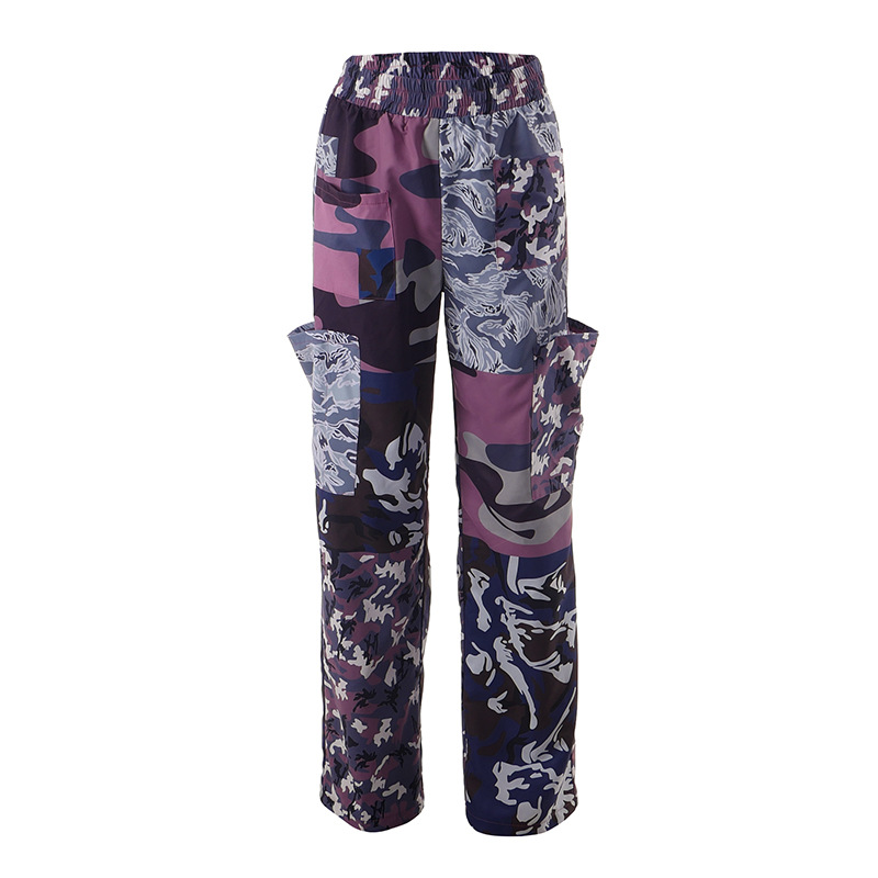 Women'S Fashion Camouflage Print Pocket Loose Trousers