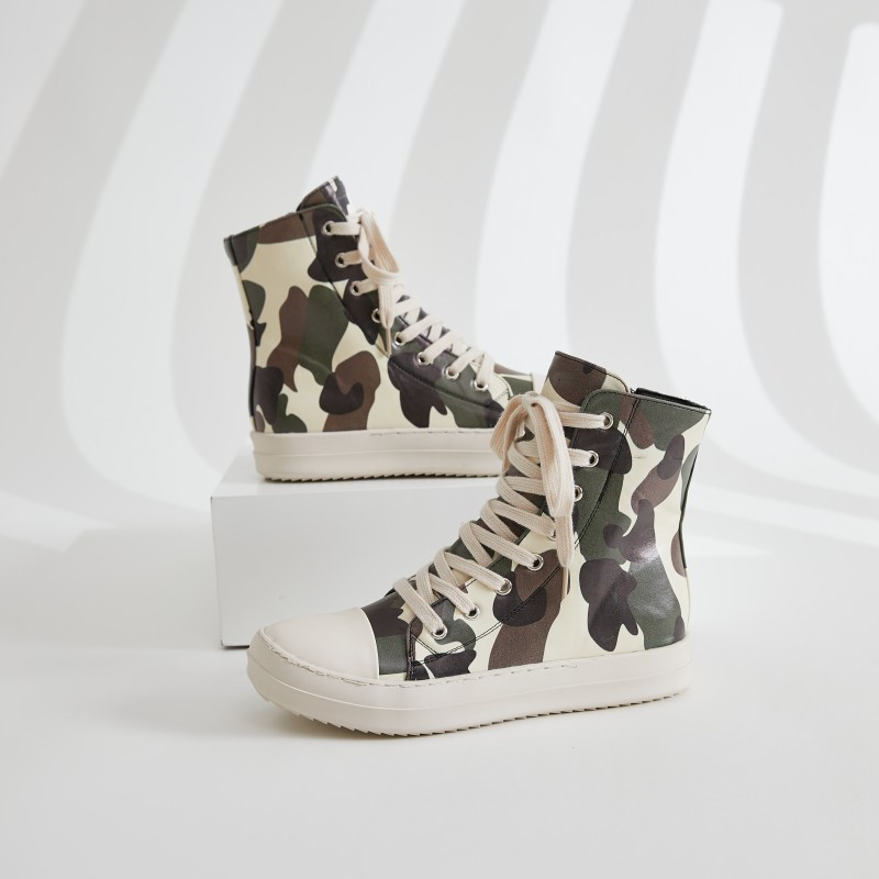 Women Fashion Casual Plus Size Camouflage Thick-Soled High Top Shoes