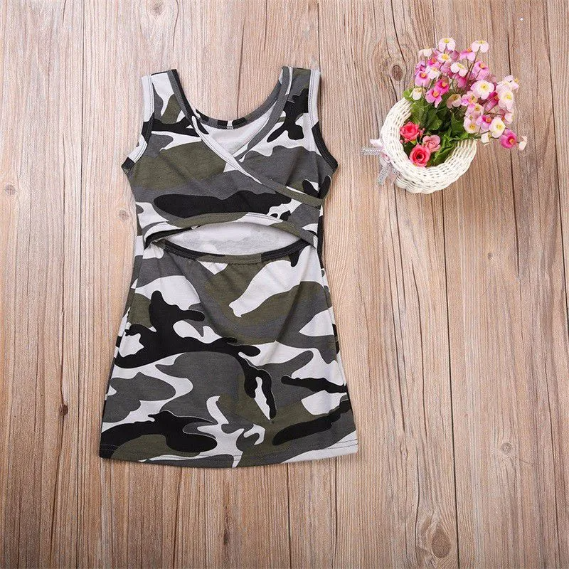 Girl Camouflage Print Sleeveless Dress