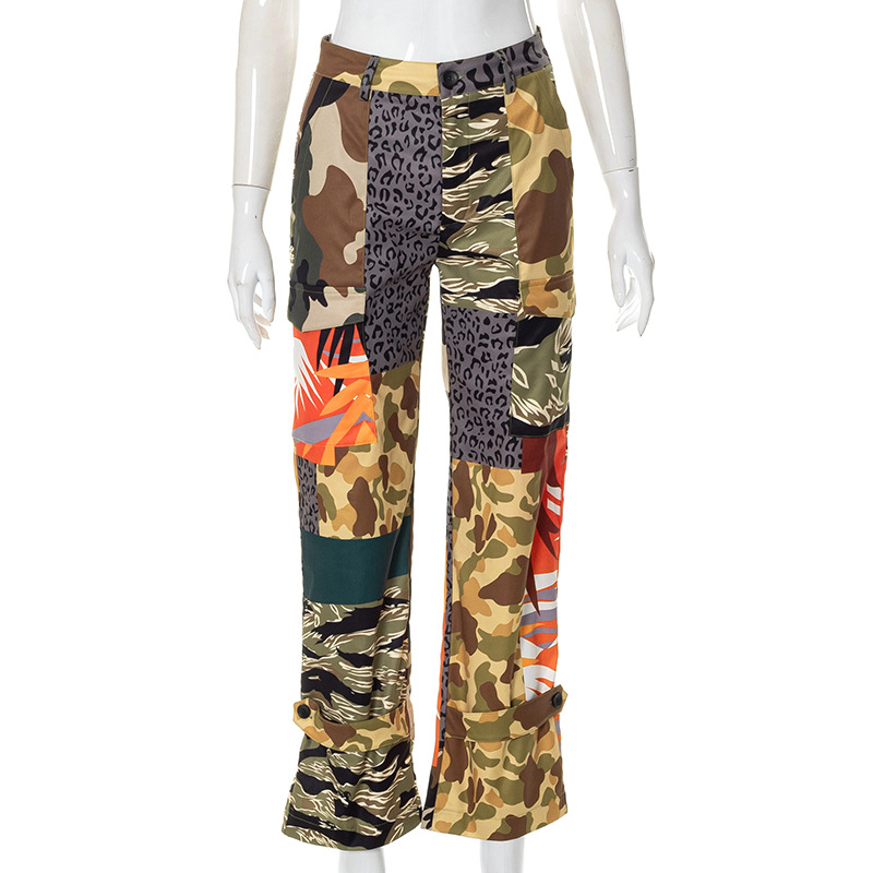 Fashion Ladies Printed Casual Loose Camouflage Trousers