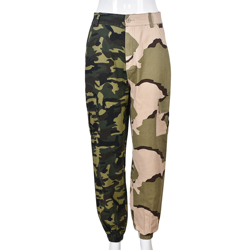 Women'S Casual Camouflage Print Panel Pants