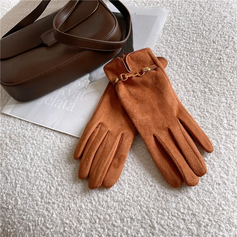 (Buy 1 Get 1) Women Fashion Suede Warm Fingerless Touch Screen Gloves