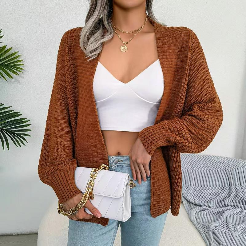 Women Casual Winter Solid Color Knitted Sweater Coat