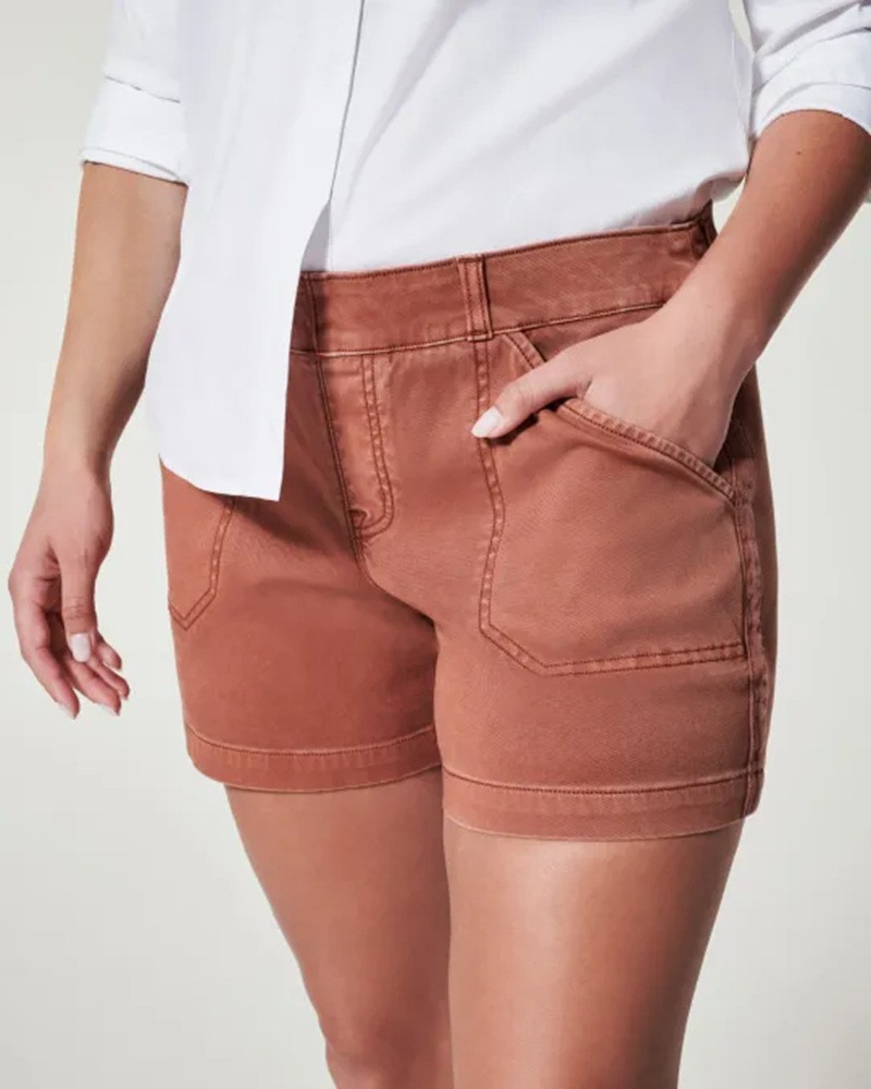 Women Fashion Casual Solid Color Stretch Shorts