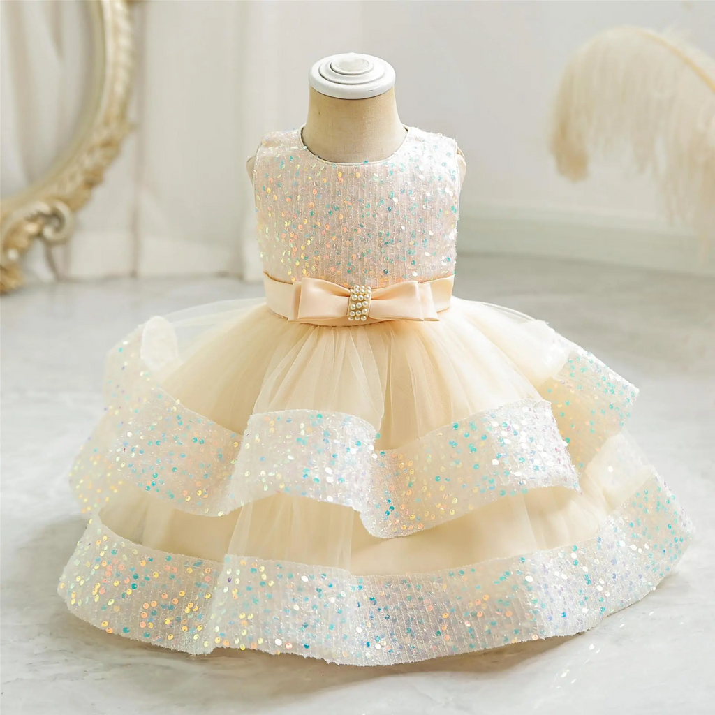 Kids Toddler Girls Casual Party Sequins Sleeveless Round Neck Mesh Tutu Princess Dress