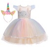 Kids Toddler Girls Fashion Party Cute Sweet Color Unicorn Pleated Sleeveless Mesh Party Tutu Dress