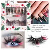 Women Fashion Multicolor Mink Hair Eyelashes Christmas Pattern False Nail Set