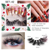 Women Fashion Multicolor Mink Hair Eyelashes Christmas Pattern False Nail Set